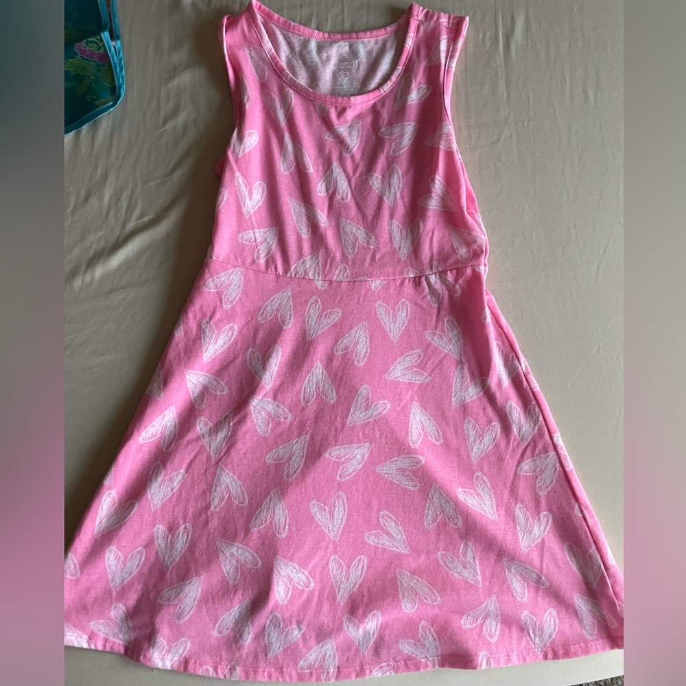 WonderNation Girls Dress Pink with White Hearts